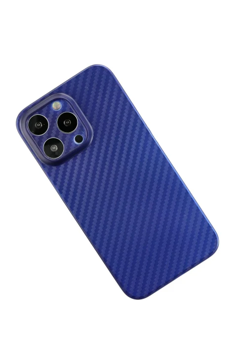 uryport Apple iPhone 13 Pro Max Kılıf Karbon PP Silikon - Mavi
