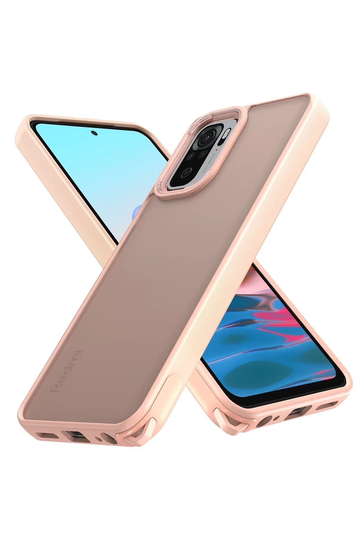 uryport Xiaomi Redmi Note 10 Kılıf Elegant Kapak - Pudra