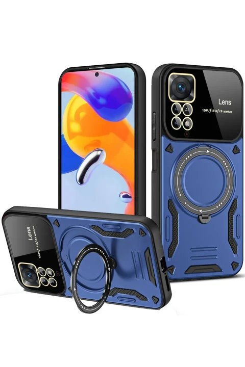 uryport Xiaomi Redmi Note 12 Pro 4G Kılıf Joy Lens Standlı Kapak - Lacivert
