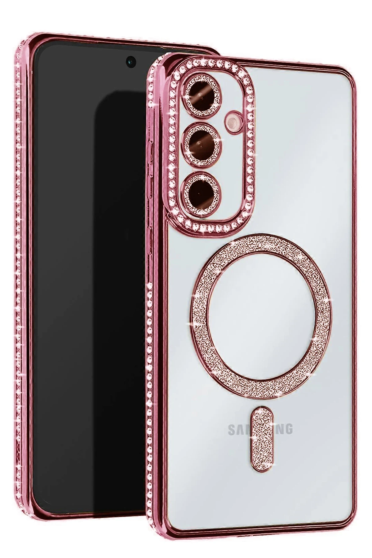 uryport Samsung Galaxy S25 Plus Kılıf Joke Simli Magneticsafe Kılıf - Pembe