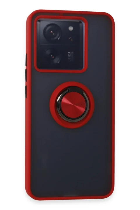 uryport Xiaomi Mi 13T Kılıf Montreal Yüzüklü Silikon Kapak - Kırmızı