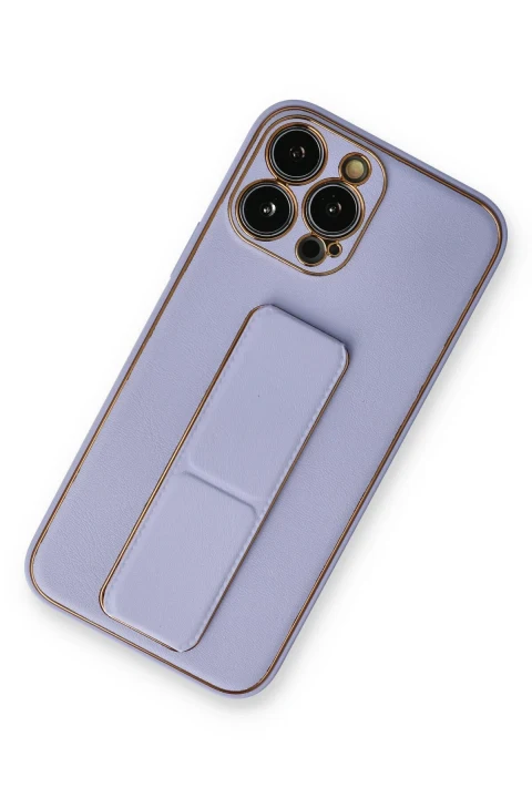 uryport Apple iPhone 14 Pro Kılıf Coco Deri Standlı Kapak - Lila