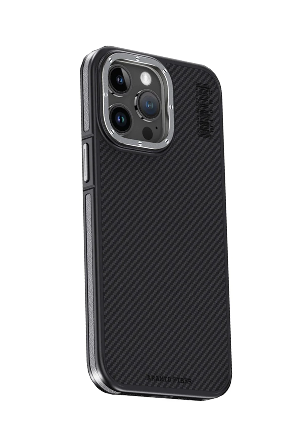 Joko Apple iPhone 15 Pro Kılıf Aramid 600D Kevlar Karbon Fiber Magsafe Kapak - Gri