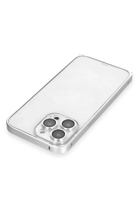 Joko Apple iPhone 15 Pro Metal Bumper Mat Kapak - Gümüş