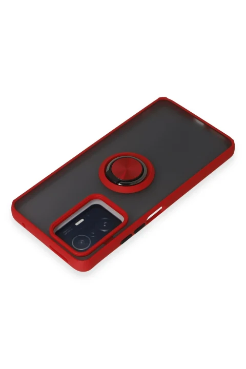 uryport Xiaomi Mi 11T Pro Kılıf Montreal Yüzüklü Silikon Kapak - Kırmızı