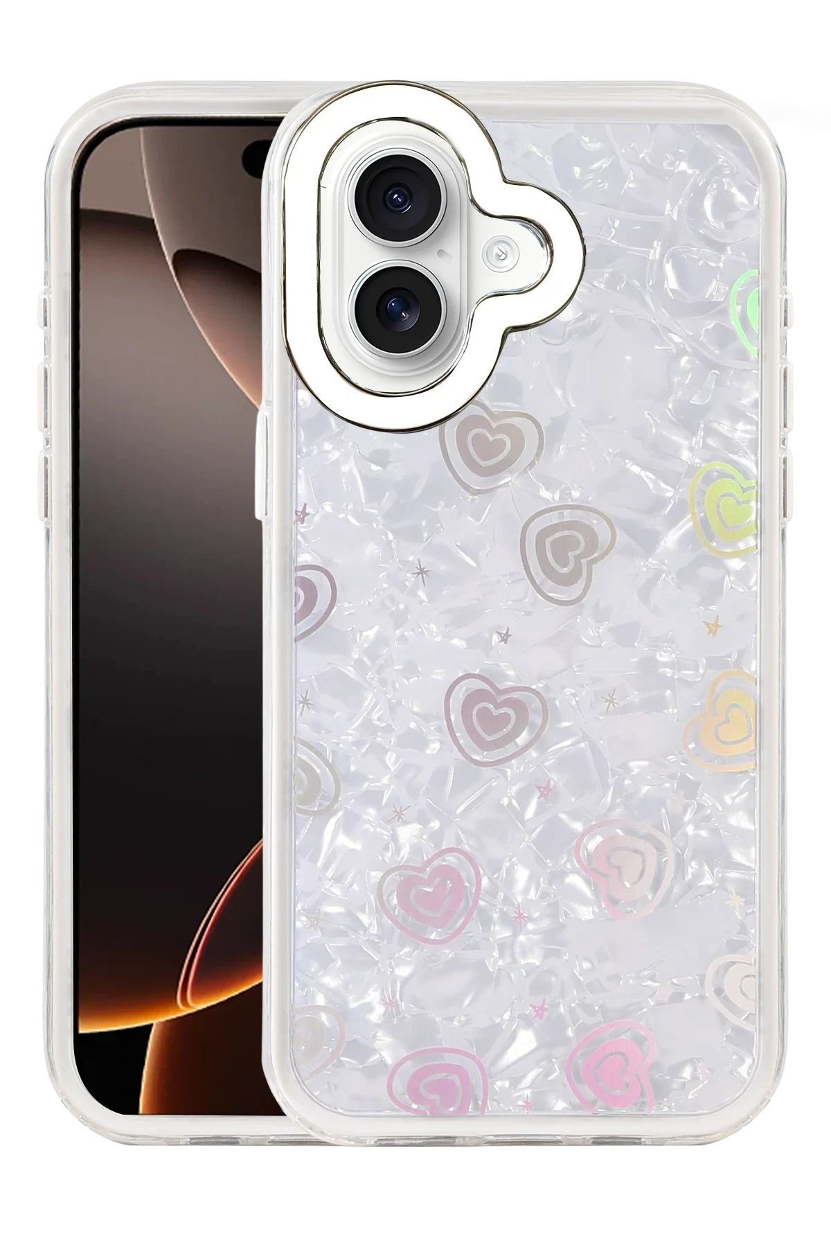 uryport Apple iPhone 16 Lumi Desenli Kapak - Beyaz