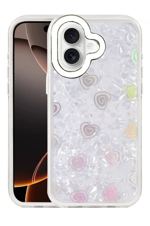 uryport Apple iPhone 16 Lumi Desenli Kapak - Beyaz