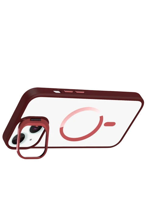 Joko Apple iPhone 15 Plus Remim Lensli Magsafe Standlı Kapak - Bordo