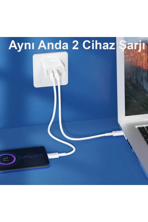 Konfulon C69Q 1 Adet 20W Type-C ve 1 Adet 18W Usb 3.0 Çıkışlı PD Şarj Cihazı