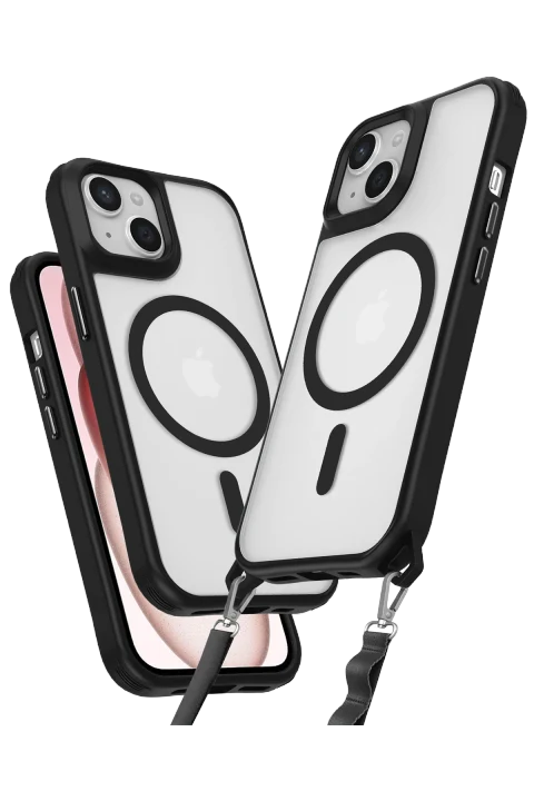 uryport Apple iPhone 15 Kılıf Enka Magsafe Silikon Kılıf - Siyah