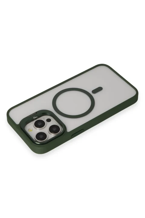 Joko Apple iPhone 14 Pro Max Kılıf Roblox Lens Magsafe Standlı Kapak - Koyu Yeşil