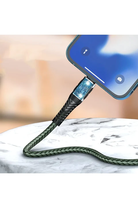 Konfulon DC33 Usb 3.0 to Lightning 1M Tel Örgü 60W Kablo - Gri