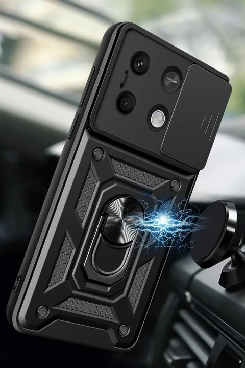 uryport Xiaomi Redmi Note 13 4G Kılıf Pars Lens Yüzüklü Silikon - Gold