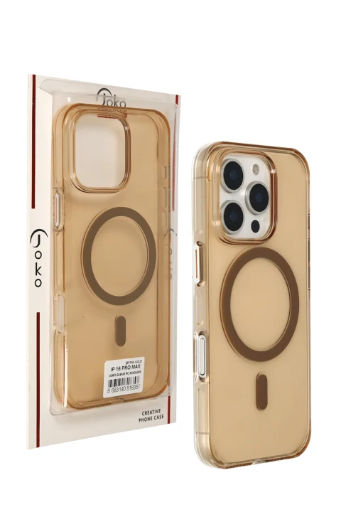 Joko Apple iPhone 16 Pro Gleam PC Sert Magsafe Kılıf - Şeffaf-Gold