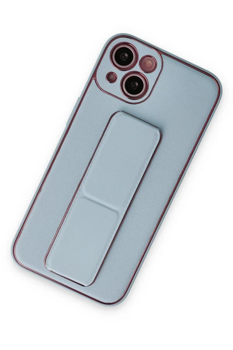 uryport Apple iPhone 14 Kılıf Coco Deri Standlı Kapak - Sky Blue