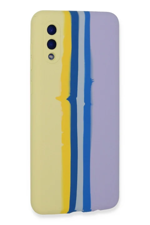 uryport Samsung Galaxy A02 Kılıf Ebruli Lansman Silikon - Sarı-Lila