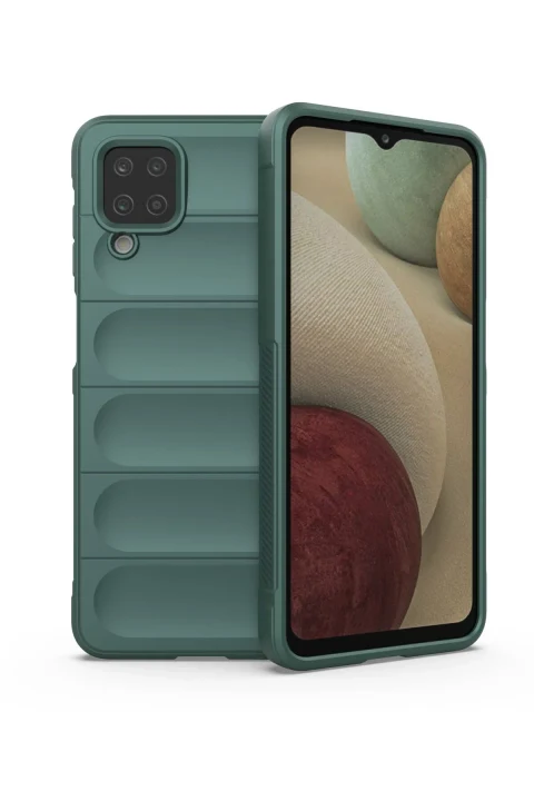 uryport Samsung Galaxy A12 Kılıf Optimum Silikon - Koyu Yeşil