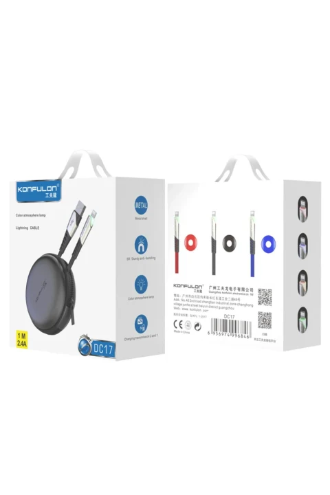 Konfulon DC17 Lightning Kablo iphone Uyumlu 1M 2.4A - Siyah