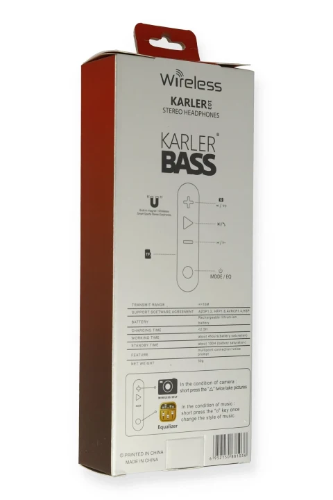 Karler Bass KR103 Kablosuz Kulaklık - Kırmızı