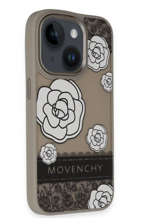 Movenchy Apple iPhone 15 Terra Desenli Kapak - Gri - 3