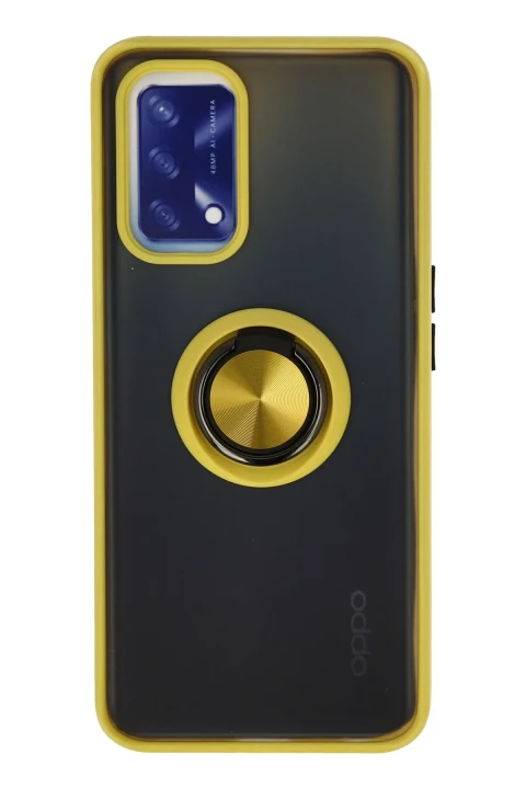 uryport Oppo A74 4G Kılıf Montreal Yüzüklü Silikon Kapak - Sarı