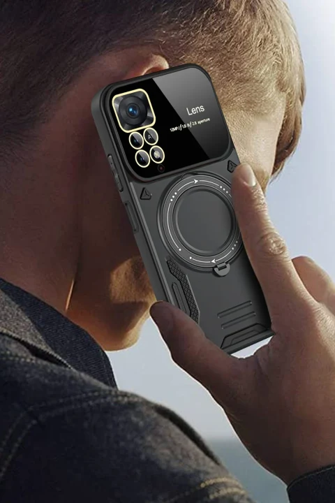uryport Xiaomi Redmi Note 12 Pro 4G Kılıf Joy Lens Standlı Kapak - Kırmızı