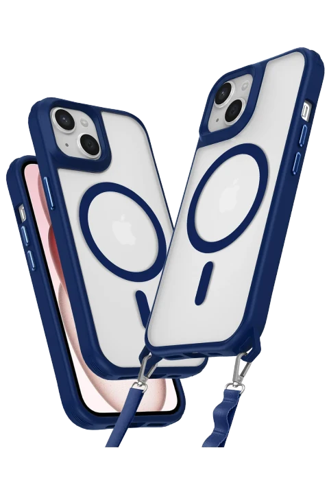uryport Apple iPhone 15 Kılıf Enka Magsafe Silikon Kılıf - Lacivert