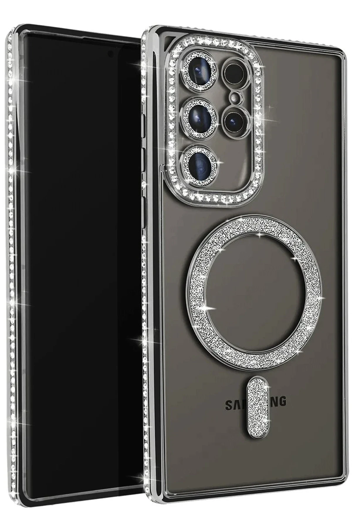 uryport Samsung Galaxy S25 Ultra Kılıf Joke Simli Magneticsafe Kılıf - Gri