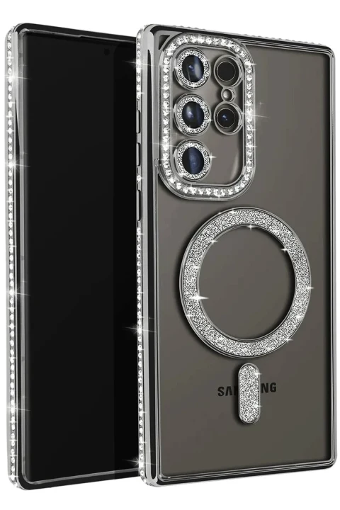 uryport Samsung Galaxy S25 Ultra Kılıf Joke Simli Magneticsafe Kılıf - Gri