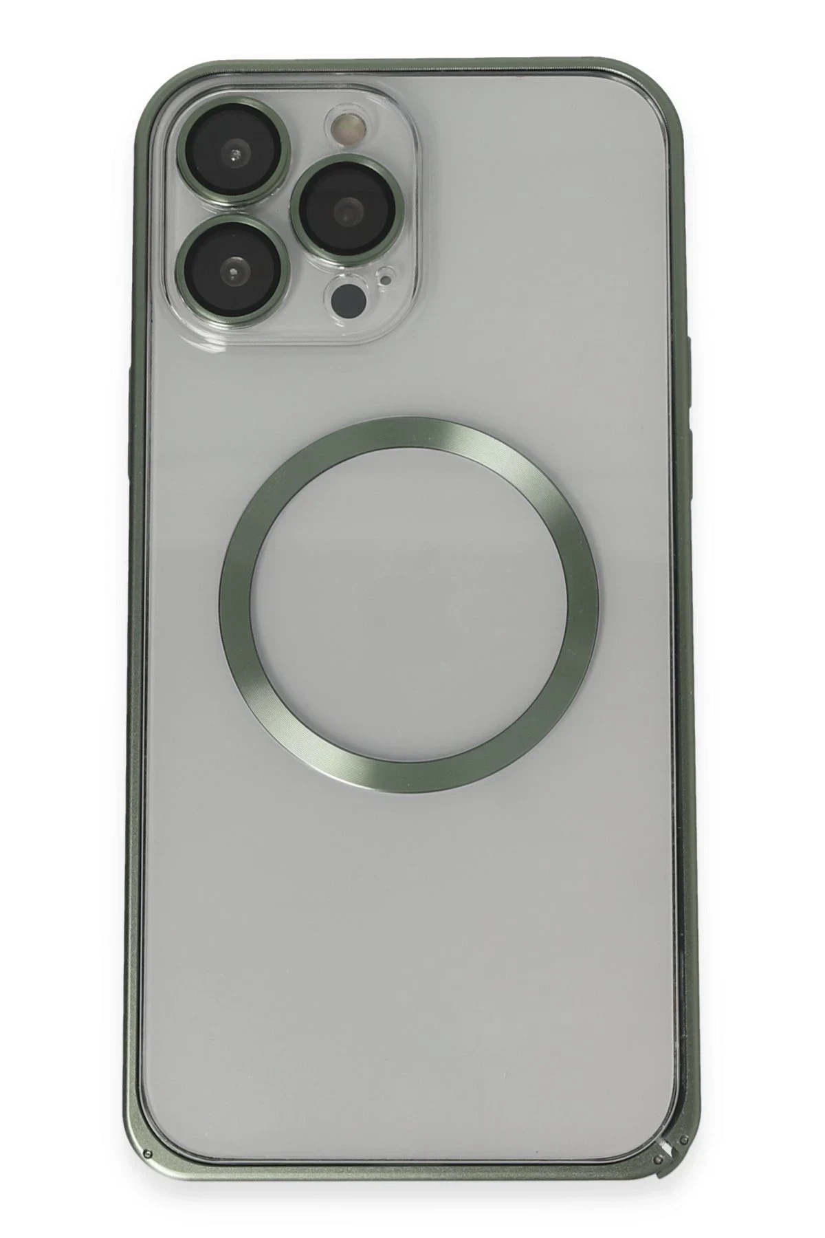 Joko Apple iPhone 13 Pro Max Metal Bumper Magneticsafe Kapak - Yeşil