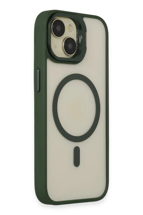 Joko Apple iPhone 14 Kılıf Roblox Lens Magsafe Standlı Kapak - Koyu Yeşil