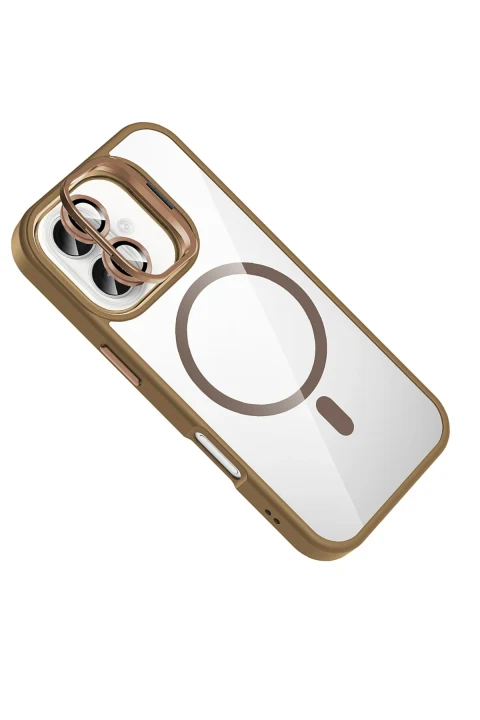 Joko Apple iPhone 16 Remim Lensli Magsafe Standlı Kapak - Kahverengi