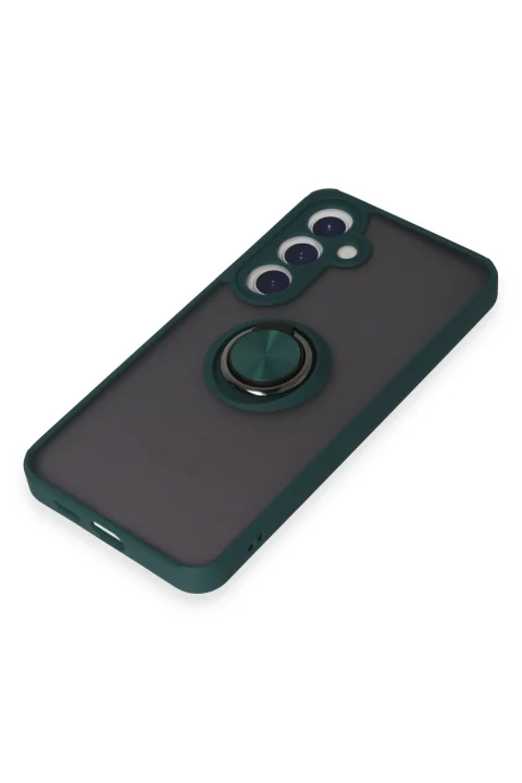 uryport Samsung Galaxy S24 Plus Kılıf Montreal Yüzüklü Silikon Kapak - Yeşil
