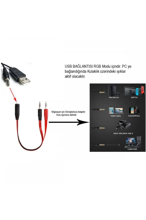 Karler Bass KR GM101 RGB Işıklı Oyuncu Kulaklığı