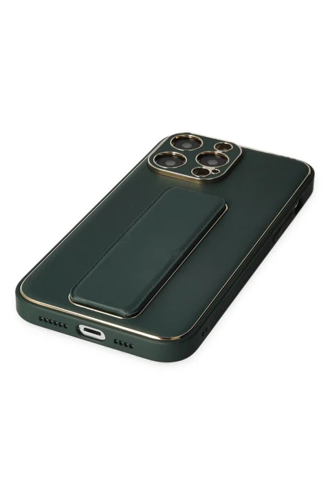 uryport Apple iPhone 14 Pro Kılıf Coco Deri Standlı Kapak - Yeşil