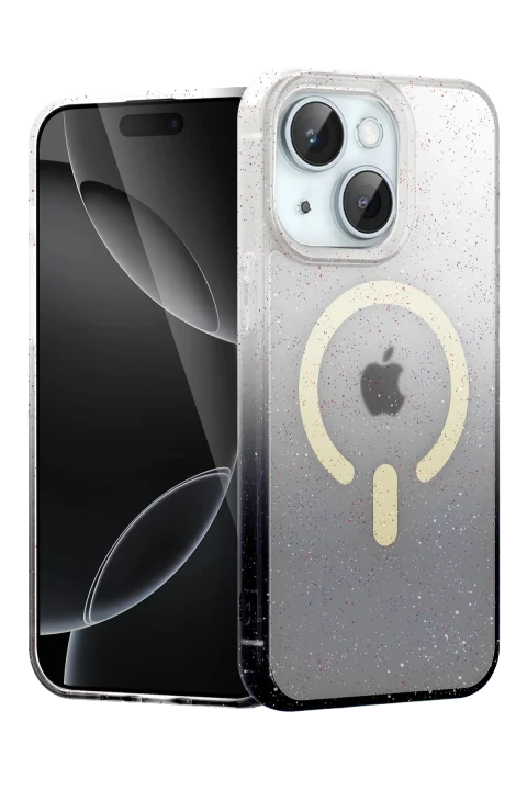 uryport Apple iPhone 15 Pummel Shiny Magsafe Kapak - Siyah