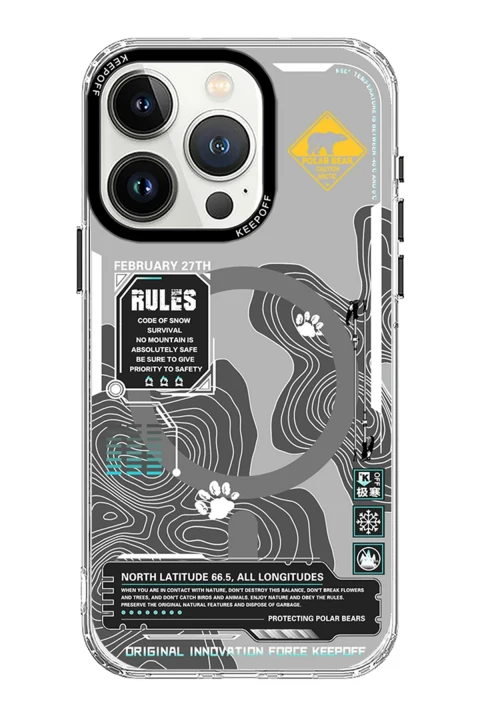 Keep Off Apple iPhone 15 Pro Map Magsafe Kapak - Snowfield