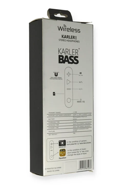 Karler Bass KR103 Kablosuz Kulaklık - Gri