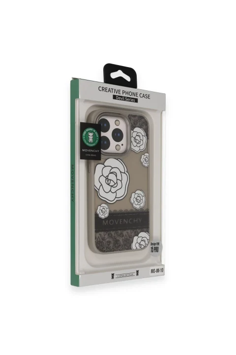 Movenchy Apple iPhone 15 Pro Max Terra Desenli Kapak - Gri - 3