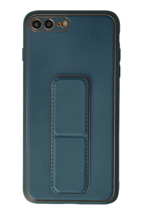 uryport Apple iPhone 7 Plus Kılıf Coco Deri Standlı Kapak - Mavi