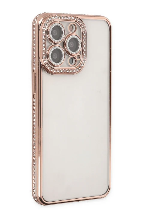 uryport Apple iPhone 14 Pro Kılıf Joke Taşlı Silikon - Pembe