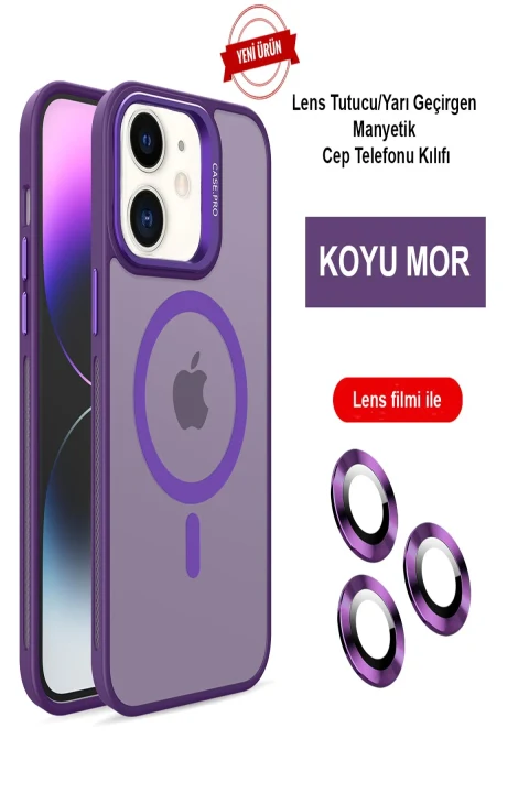Joko Apple iPhone 11 Kılıf Flet Lens Magsafe Kapak - Derin Mor