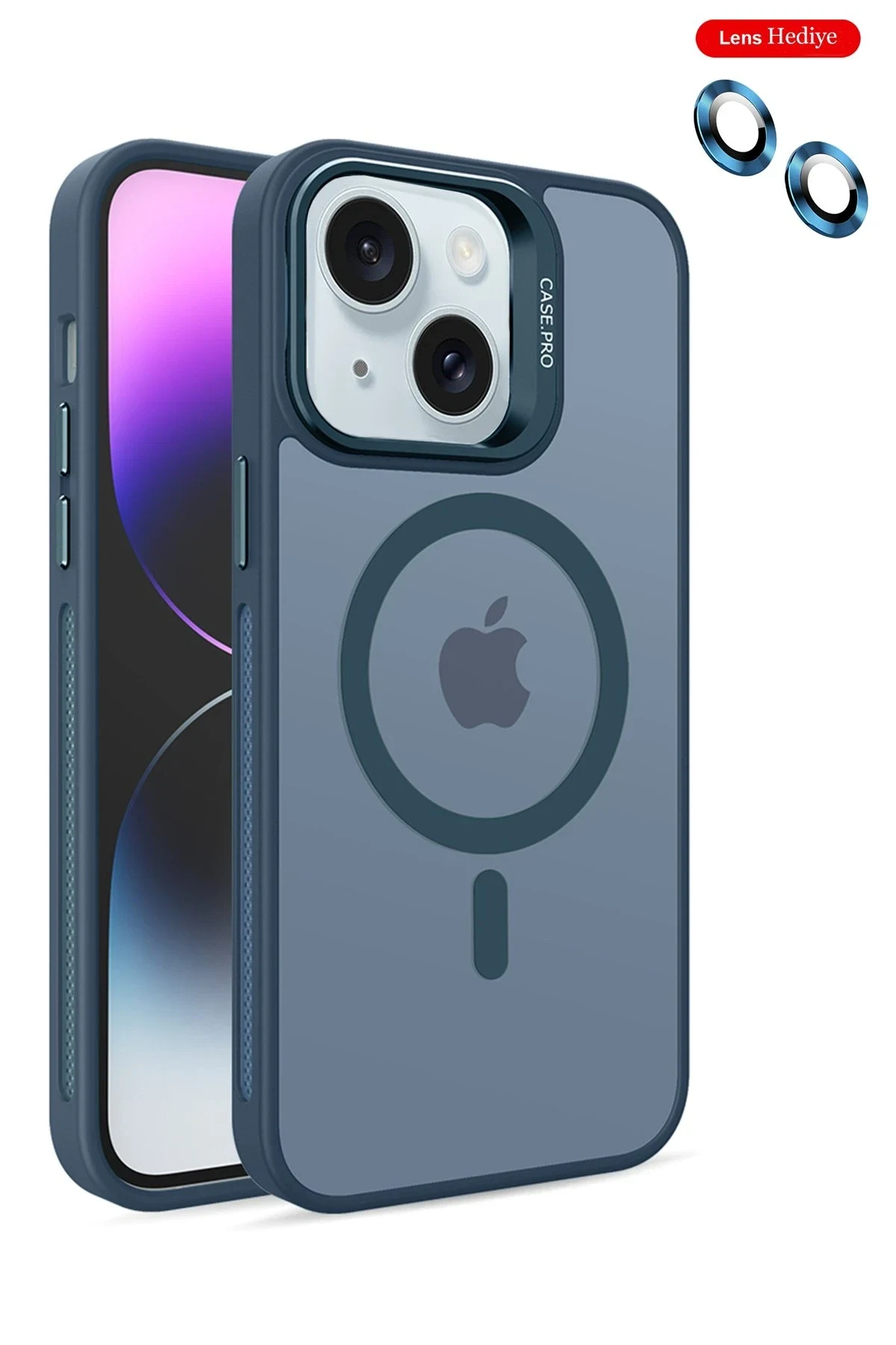Joko Apple iPhone 15 Kılıf Flet Lens Magsafe Kapak - Lacivert