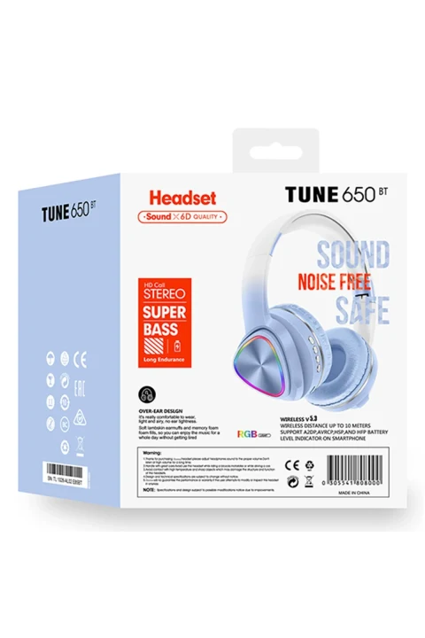 Karler Bass Tune 650 BT RGB Kablosuz Kafaüstü Kulaklık - Mavi