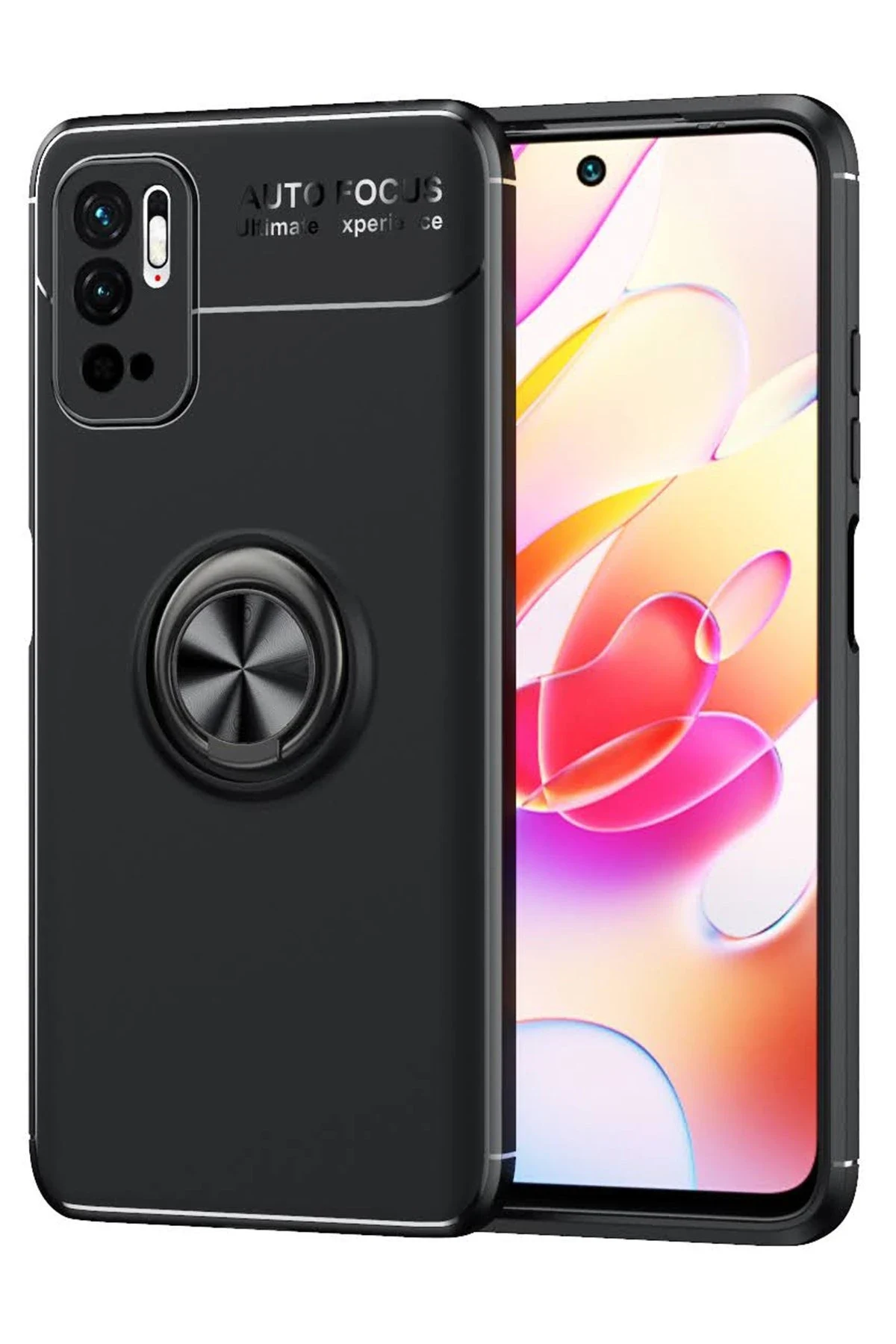 uryport Xiaomi Redmi Note 10 5G Kılıf Range Yüzüklü Silikon - Siyah