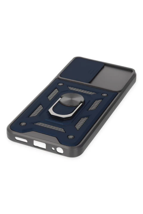 uryport Vivo Y16 Kılıf Pars Lens Yüzüklü Silikon - Lacivert