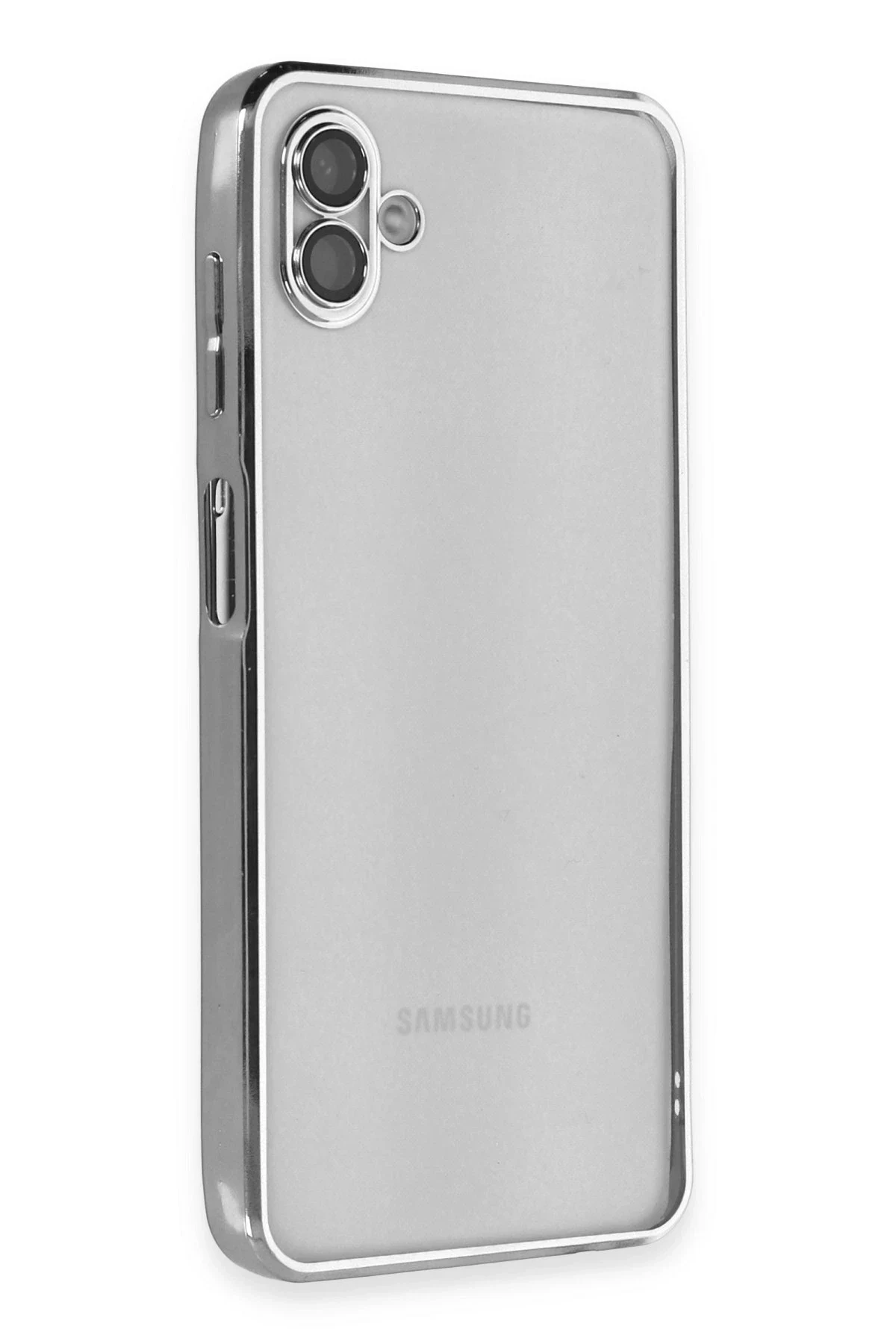 uryport Samsung Galaxy A04 Kılıf Razer Lensli Silikon - Gümüş