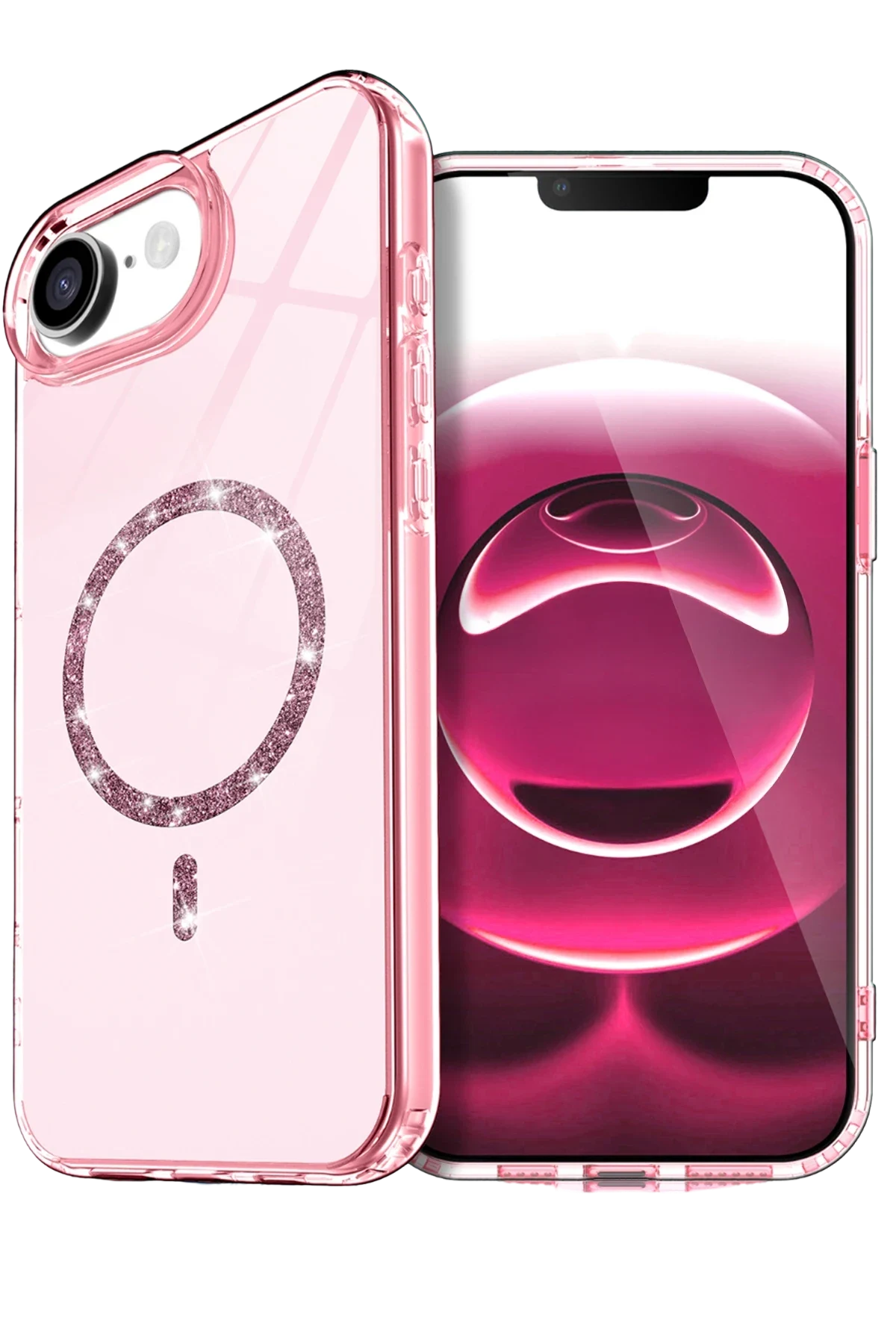 uryport Apple iPhone 16E Live Diamond Magsafe Kapak - Pembe