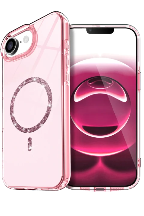 uryport Apple iPhone 16E Live Diamond Magsafe Kapak - Pembe