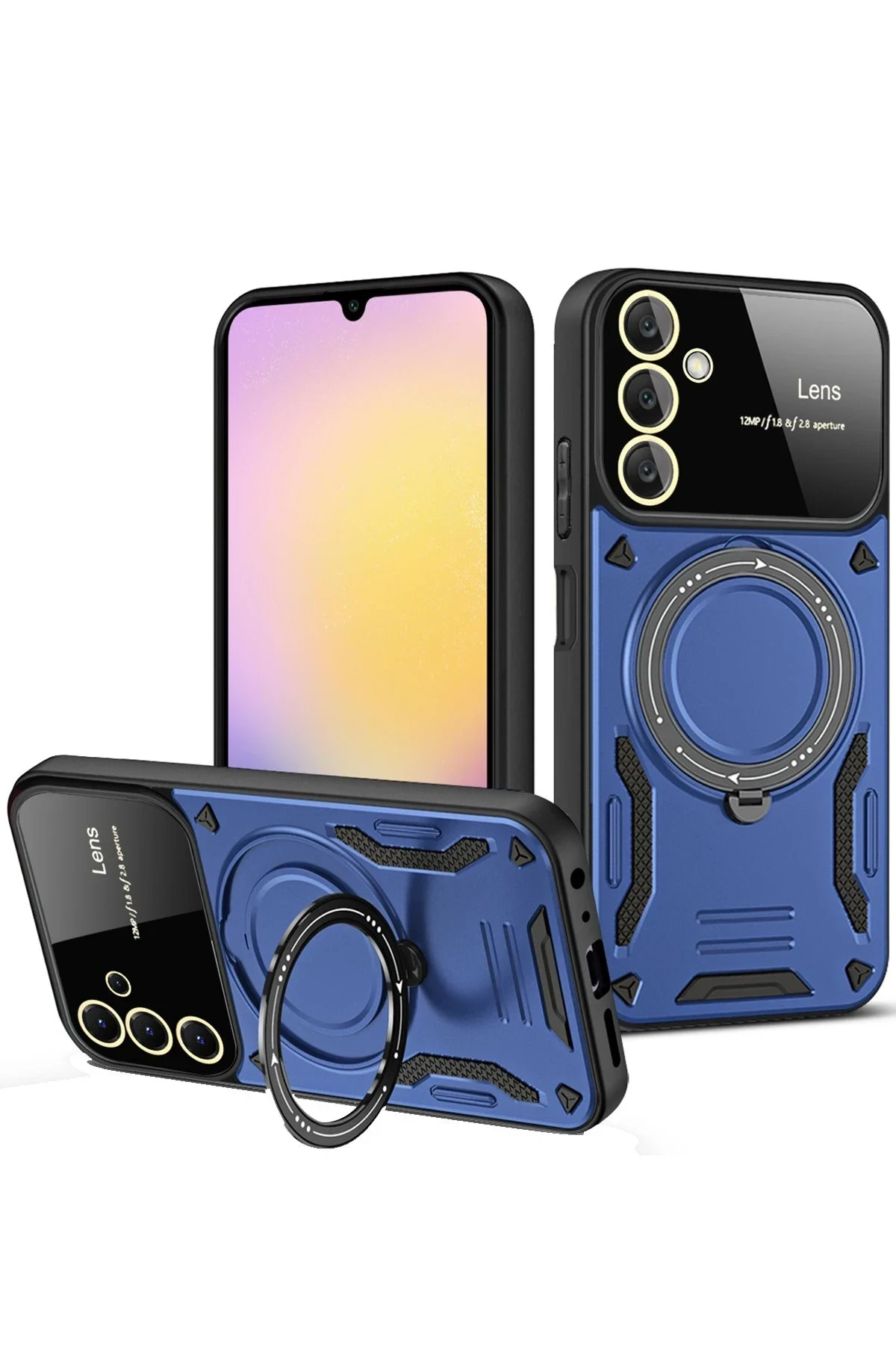 uryport Samsung Galaxy A36 Kılıf Joy Lens Standlı Kapak - Lacivert